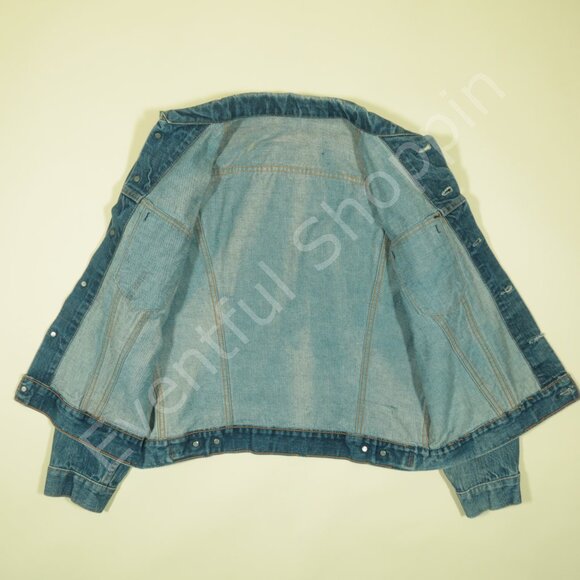 Vintage Levis Type 3 Trucker Jacket Mens M Blue Big E Worn Thrashed 1960s III - Picture 4 of 9